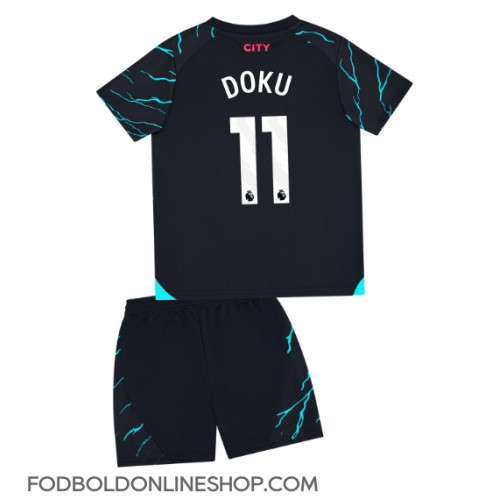 Manchester City Jeremy Doku #11 Tredje trøje Børn 2023-24 Kortærmet (+ Korte bukser)